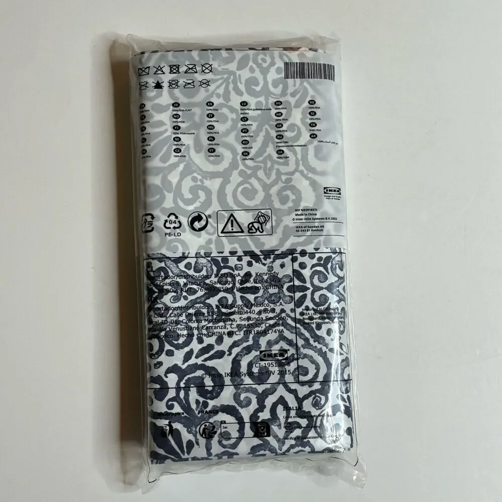 New IKEA Angsklocka White Blue Shower Curtain 71”x71” 804.967.56